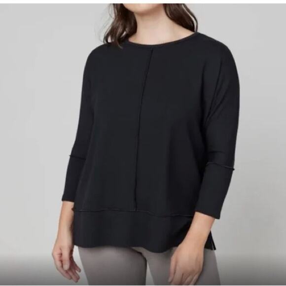 Spanx xs black perfect length crewneck pullover sweatshirt dolman sleeves cozy - Picture 1 of 7